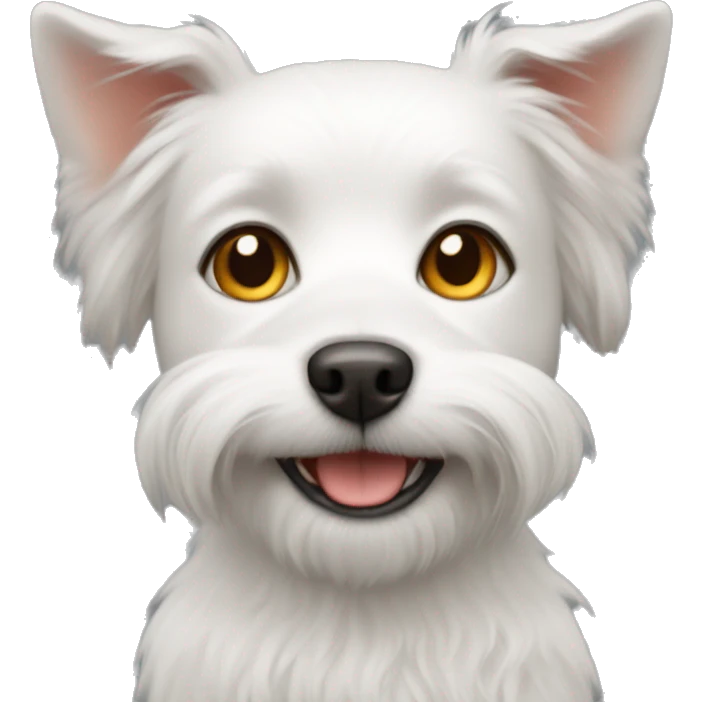 white small dog with a red cat emoji