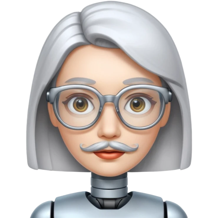 robotic woman with glasses mustache  emoji