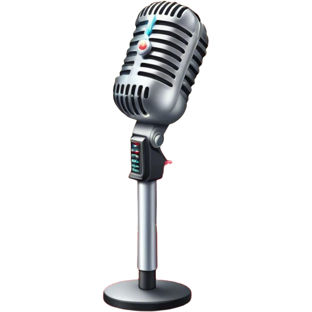 Create a glamorous and vibrant emoji that represents pop or stage vocal performance. The design should feature an iconic stage microphone with a sparkling, rhinestone-studded microphone stand, set on a red carpet leading to an empty stage with concert lighting. Include elements like a celebratory firework display in the background and a ribbon of musical notes flowing around the scene to symbolize the performance's energy. Use bright colors like gold, red, and silver to emphasize the excitement and glitz of the pop vocal world. The background should be transparent. emoji