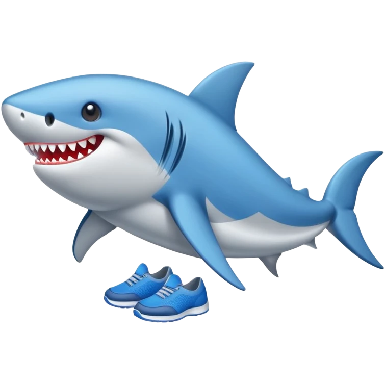 Un tiburón con zapatillas azules  emoji