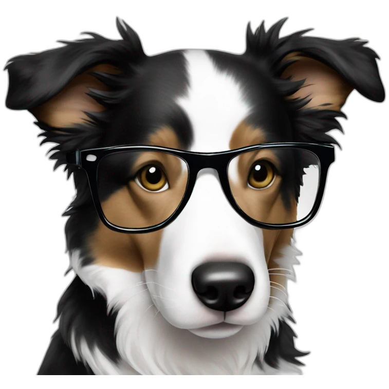 puppy border collie with glasses sniffing mojito emoji