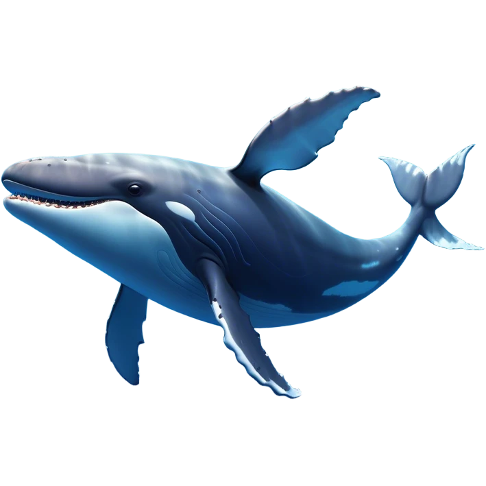 Cinematic Comical Humpback Whale Portrait Emoji, Head tilted dramatically with an exaggeratedly shocked expression, featuring a massive yet graceful body with wide, comically expressive eyes full of playful disbelief and animated pectoral fins, Simplified yet hilariously expressive features, highly detailed, glowing with a slightly sassy oceanic glow, high shine, dramatic yet playful, stylized with an air of cheeky marine mischief, soft glowing outline, capturing the essence of a meme-worthy humpback whale that looks ready to make waves with its hilariously dramatic antics! emoji