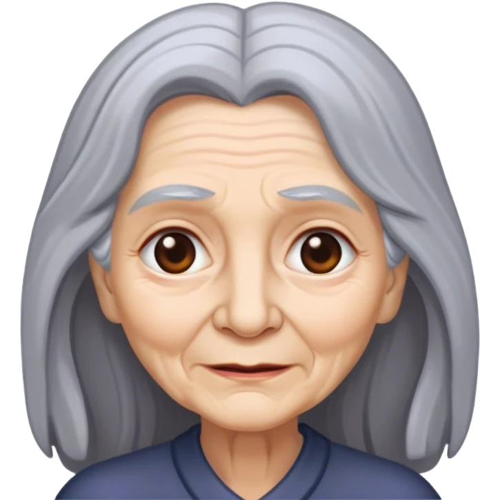 Old woman with very long gray hair emoji