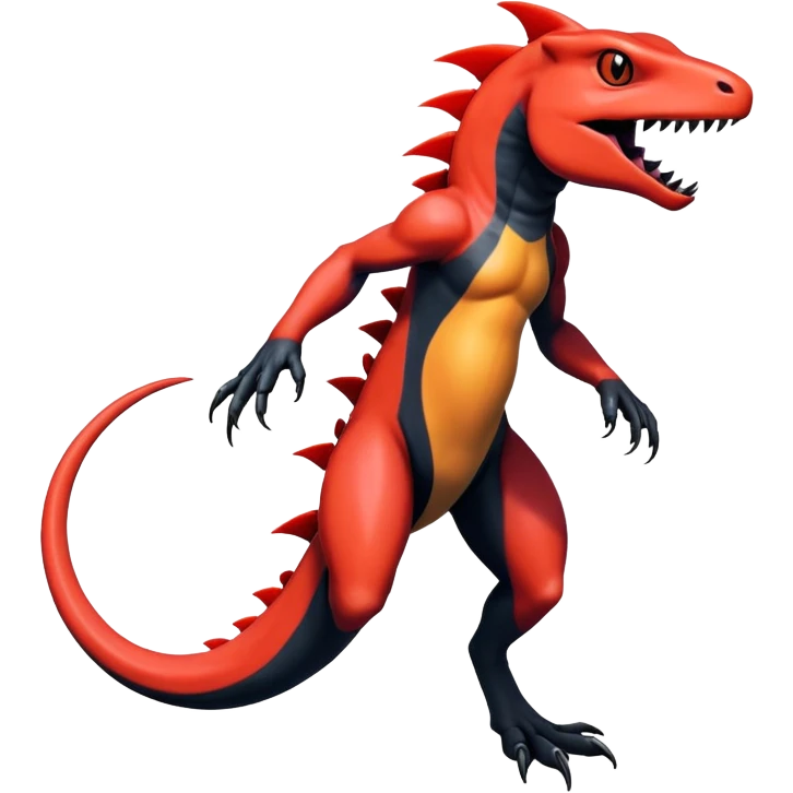Colorful Dark Shiny Exotic Salandit-Guilmon-Quilava-Fakémon-hybrid-creature (full body)  emoji
