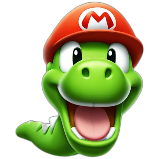 Mario Character Yoshi smiling with long tongue emoji