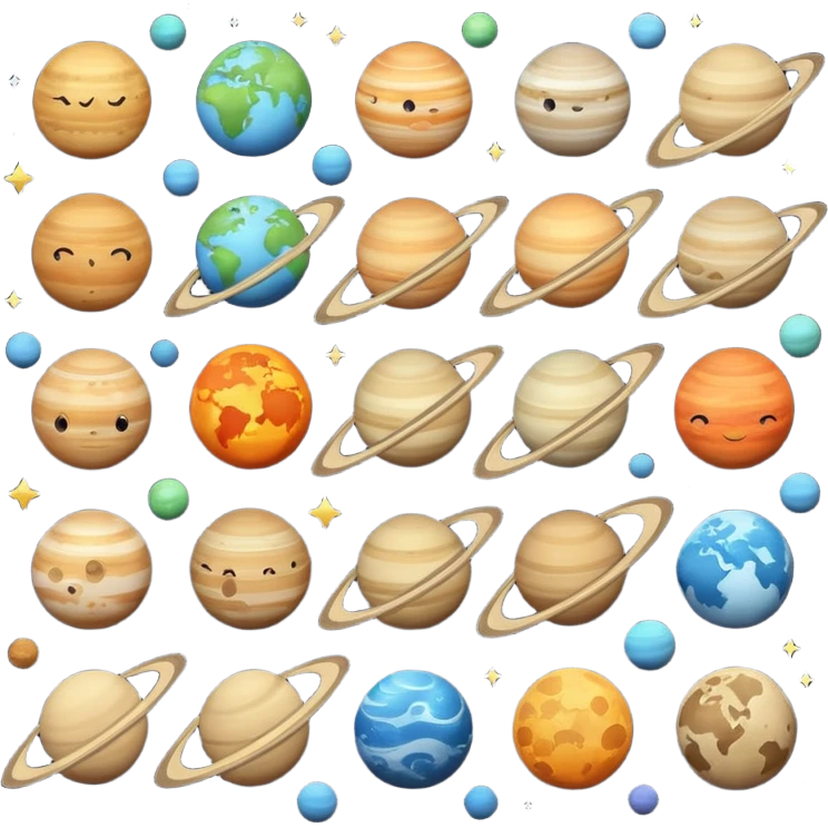 12 planets emojis I need a line for each planet mercury emoji