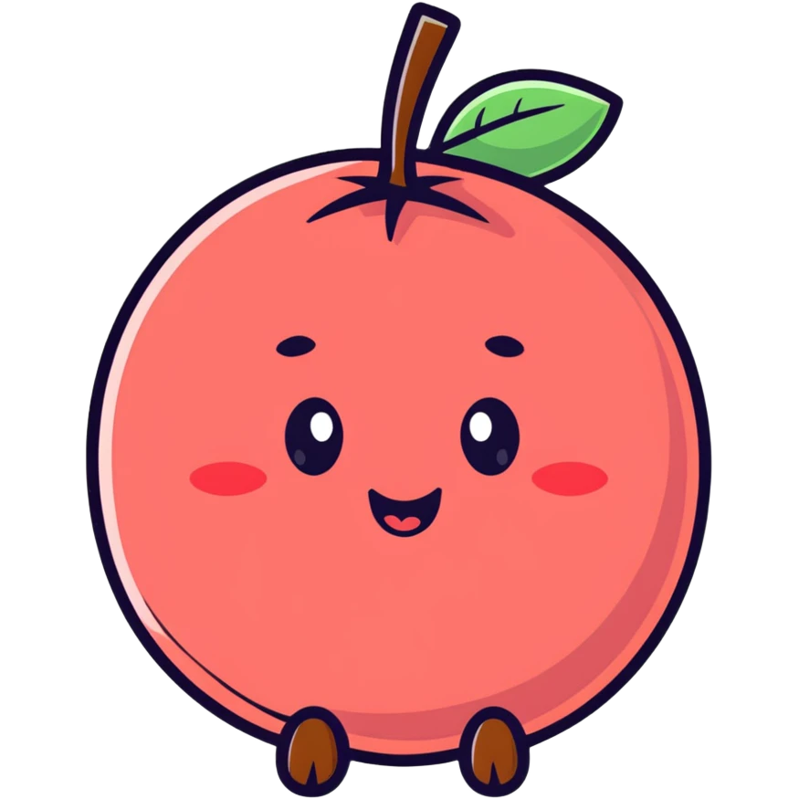 Cute guava fruit character with happy face emoji