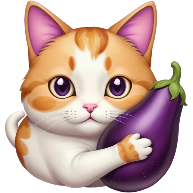 cat with big eggplant  emoji