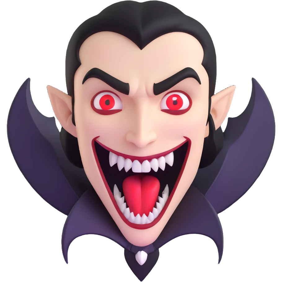 Vampire with sharp extended fangs emoji