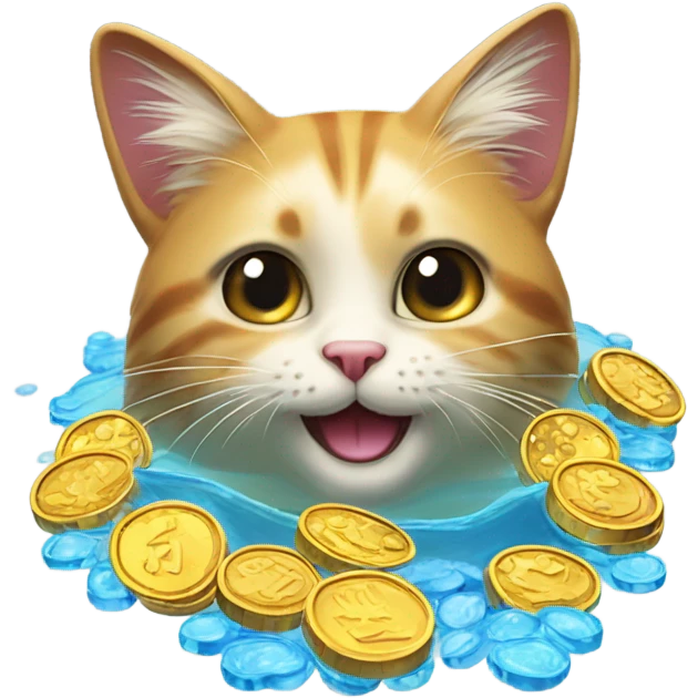 The cat swimming in riches emoji