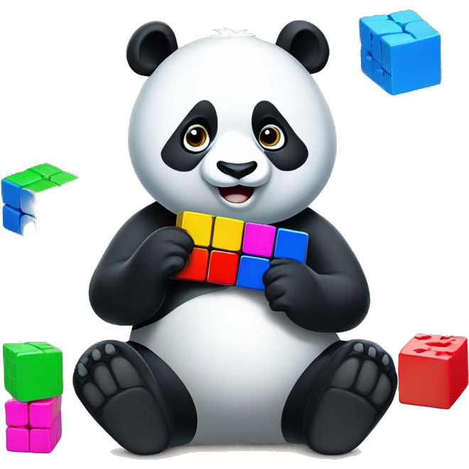 Panda solving Rubiks Cube emoji