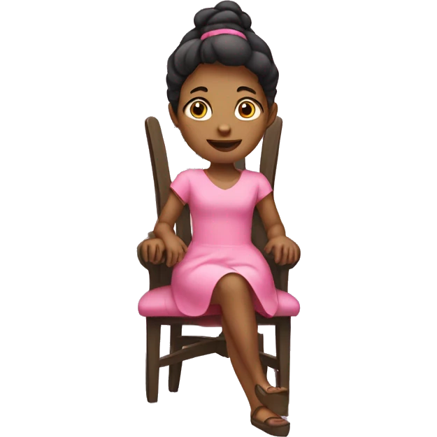 Girl sitting on a chair wearing a pink dress  emoji