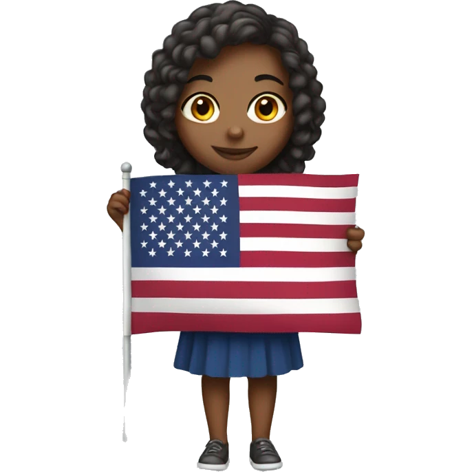 A girl holding Us flag emoji