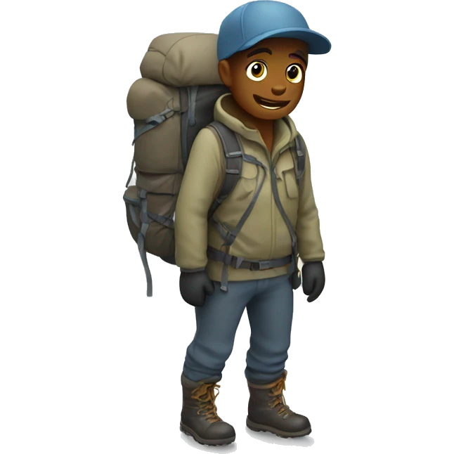 Hiker in the snow mountain emoji