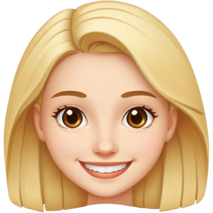 young adult woman with smile emoji