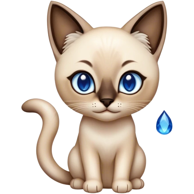 Cinematic Cute Siamese Cat Portrait Emoji, slender body, soft cream-colored fur with rich dark points on the ears, face, paws, and tail, big, sparkling sapphire-blue eyes, Simplified yet irresistibly adorable features, highly detailed, glowing with a warm, cozy glow, high shine, curious yet calm, stylized with a touch of whimsy, bright and endearing, soft glowing outline, capturing the essence of a mischievous yet lazy and loveable kitty, so cuddly it feels like it could waddle right out of the screen for a snuggle! emoji