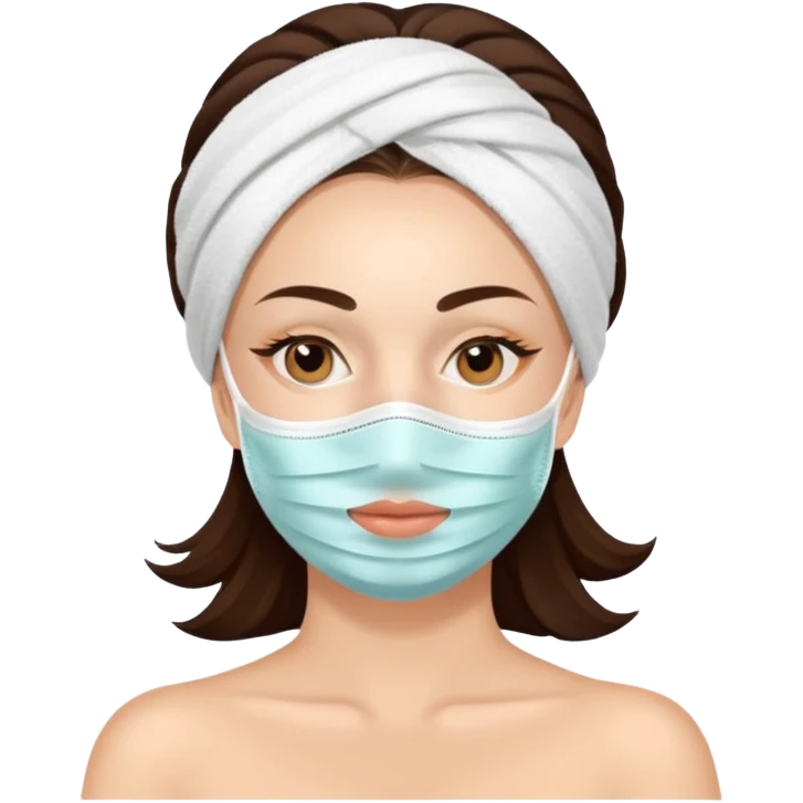Lady with face mask spa beauty full face relaxing emoji