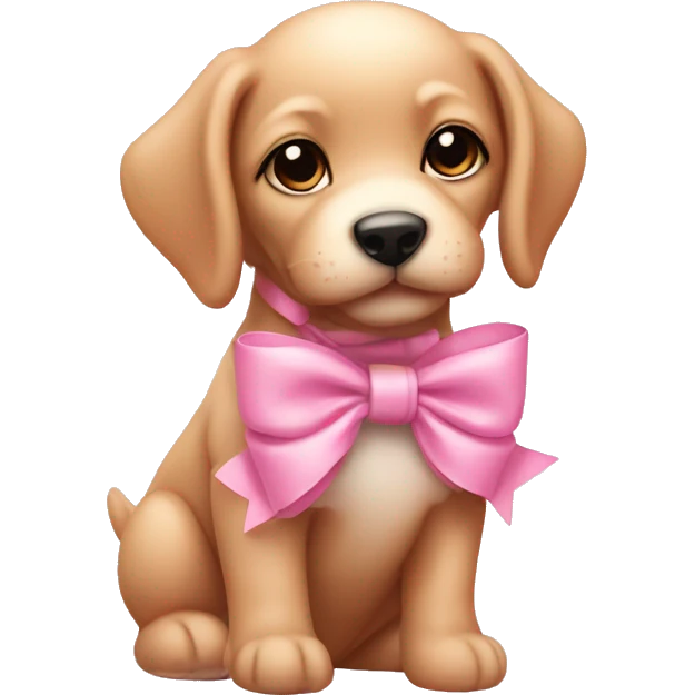 Baby pink puppy with a pink bow emoji
