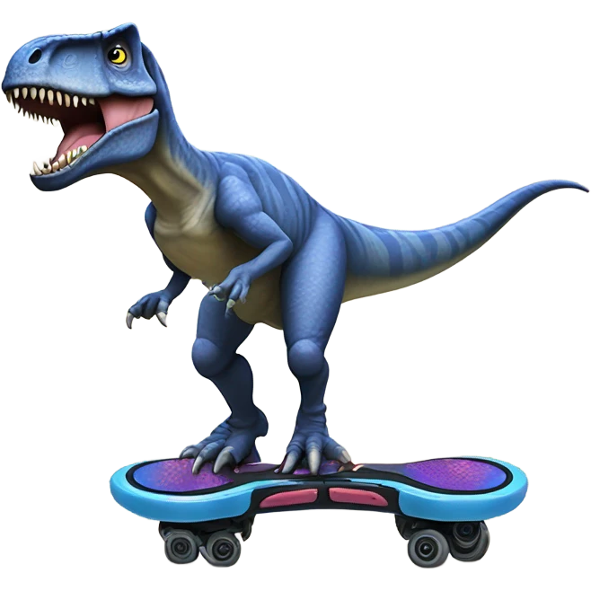T rex on a hoverboard emoji