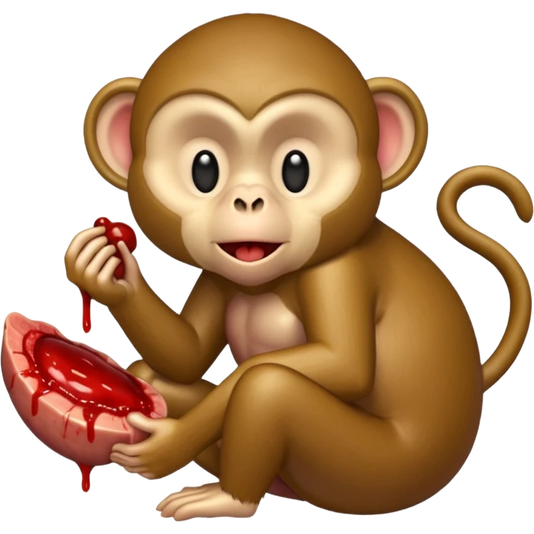 Make a monkey eating a raw organ emoji