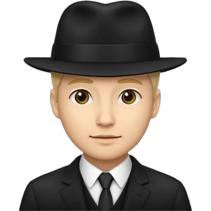 new yorker with hat and suit, black, light skin guy emoji