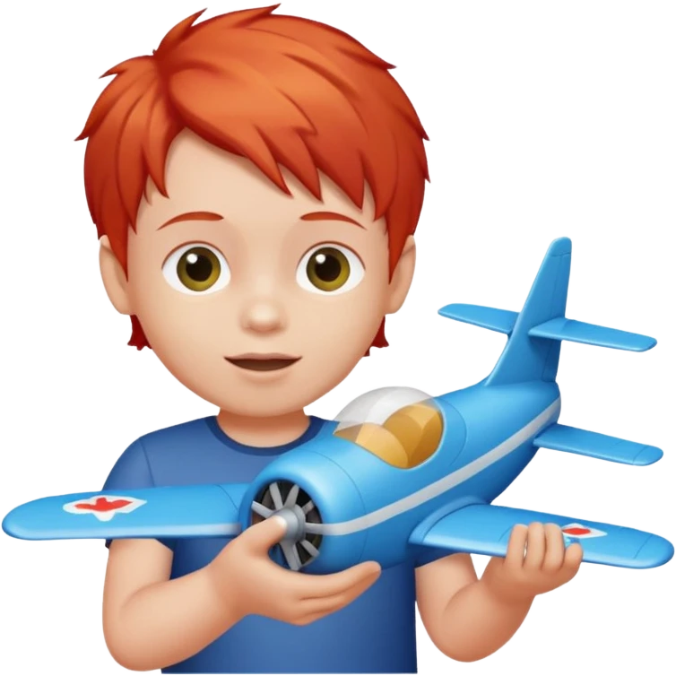 red hair child playing with plane emoji