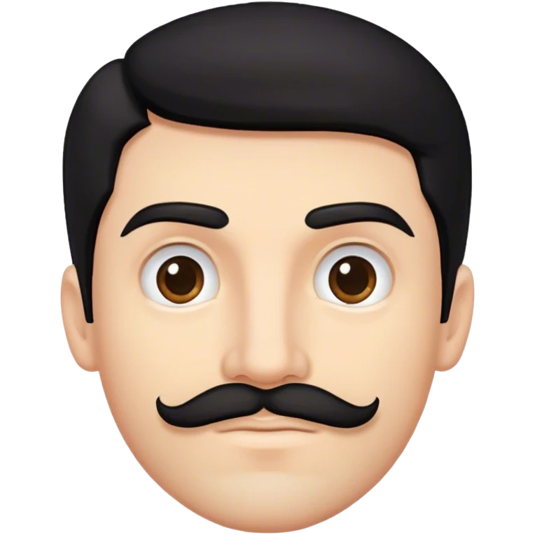 caucasian young man with black hair, mustache stubble and thick eyebrows emoji