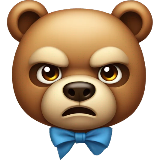 Cute angry bear with bow emoji