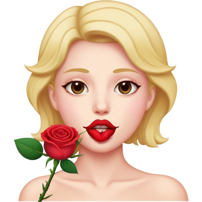 persona che tiene una rosa in bocca emoji