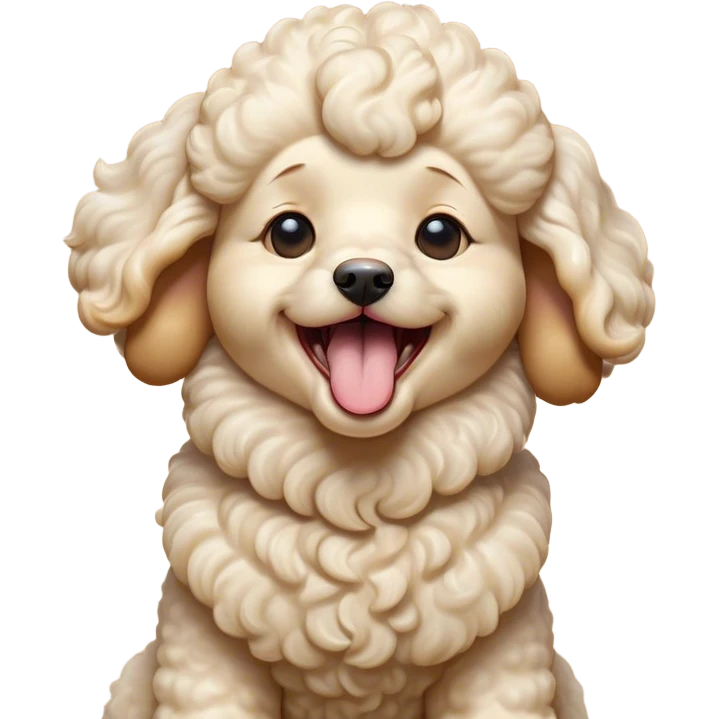 Cinematic Cute Yawning Cream Poodle Portrait Emoji, Head tilted slightly with a dramatic, wide-open yawn, displaying a soft, curly cream Fur with delicate texture, floppy ears slightly drooping, round warm eyes barely open in drowsy contentment, Simplified yet irresistibly adorable features, highly detailed, glowing with a soft, cozy glow, high shine, relaxed yet expressive, stylized with a touch of whimsy, bright and endearing, soft glowing outline, capturing the essence of a sleepy yet affectionate companion, so drowsy it feels like it could stretch right out of the screen and curl up for a nap! emoji