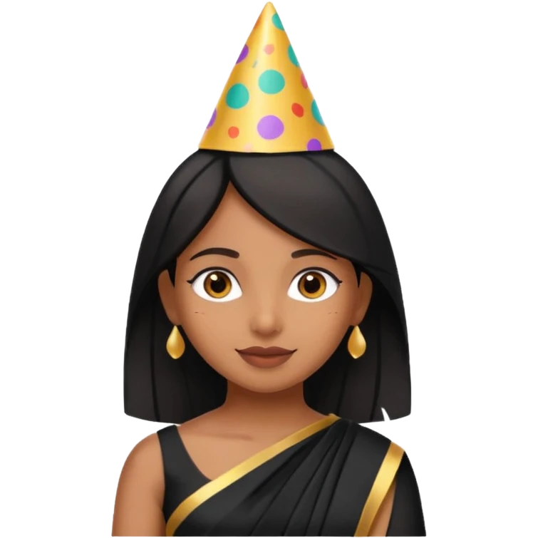 Brown girl in party wear black saree  emoji