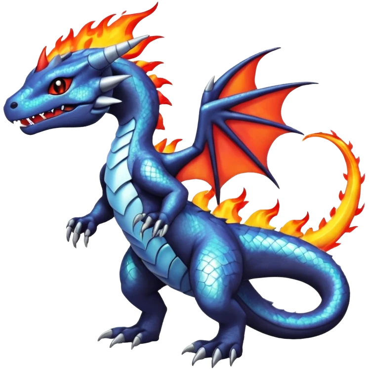Cute Shiny white iridescent Guilmon-Salandit-Fakémon-hybrid-creature (full body)  emoji