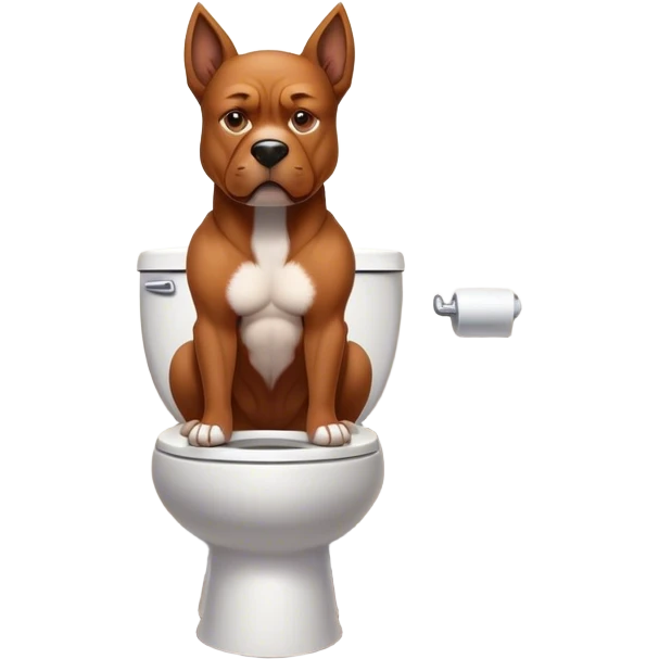A super strong dog pooping on the toilet emoji