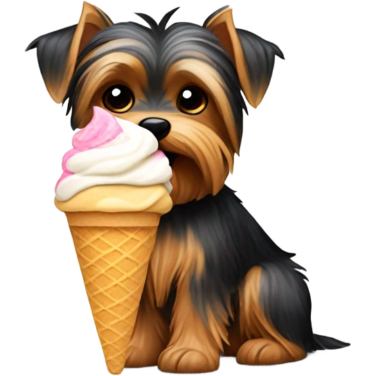 Yorkie eating ice cream emoji