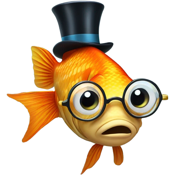 Fish with a top hat and a eyeglass  emoji
