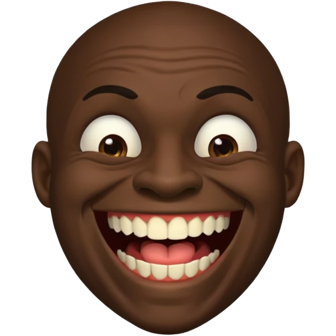 A black habshi man with ugly teeth laughing emoji