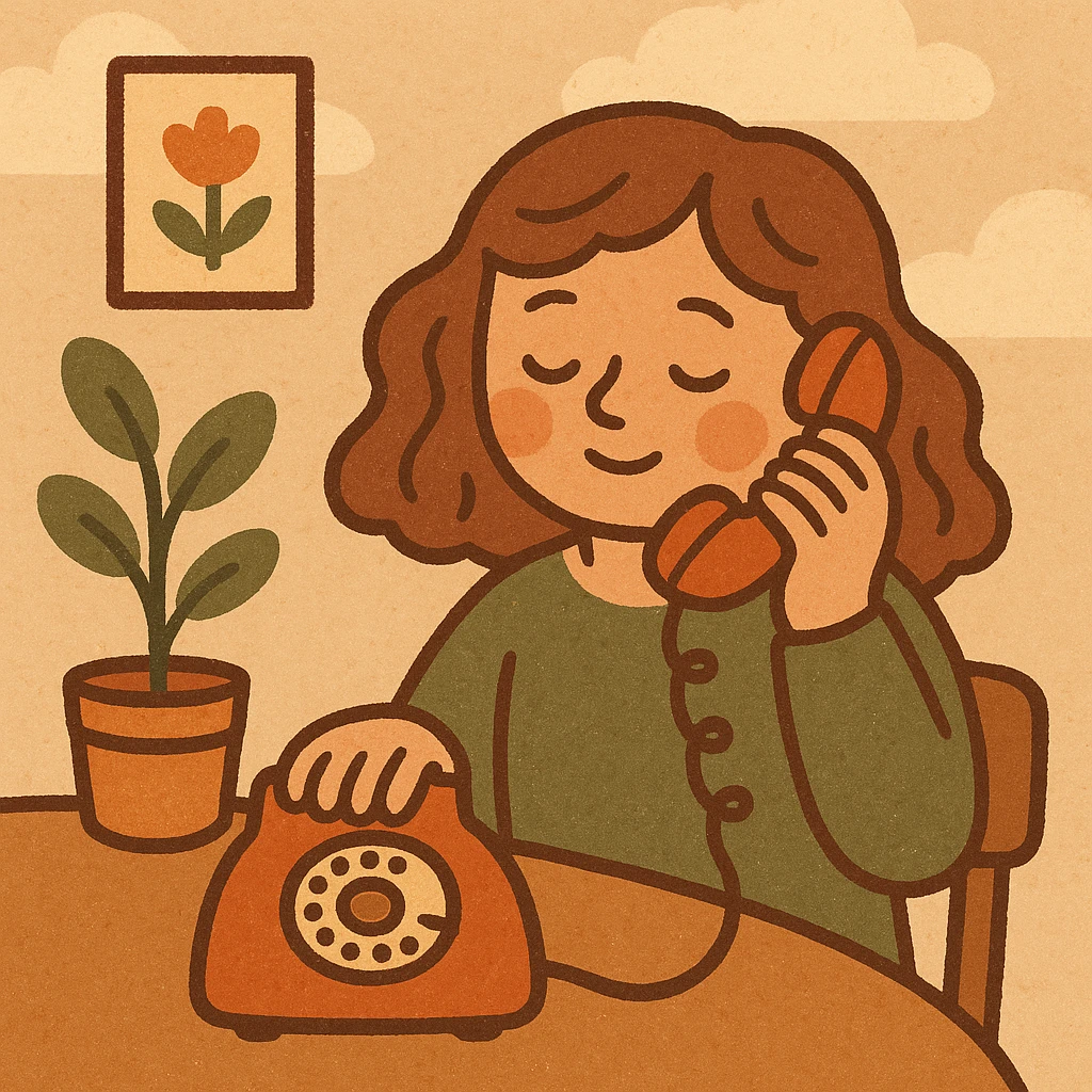 girl talking on telephone in her room emoji