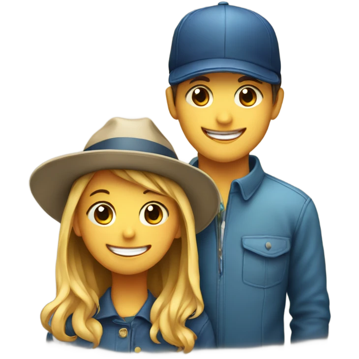 Boy with hat smiling girl emoji