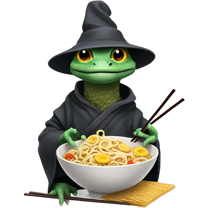 lizard wizard eating ramen emoji
