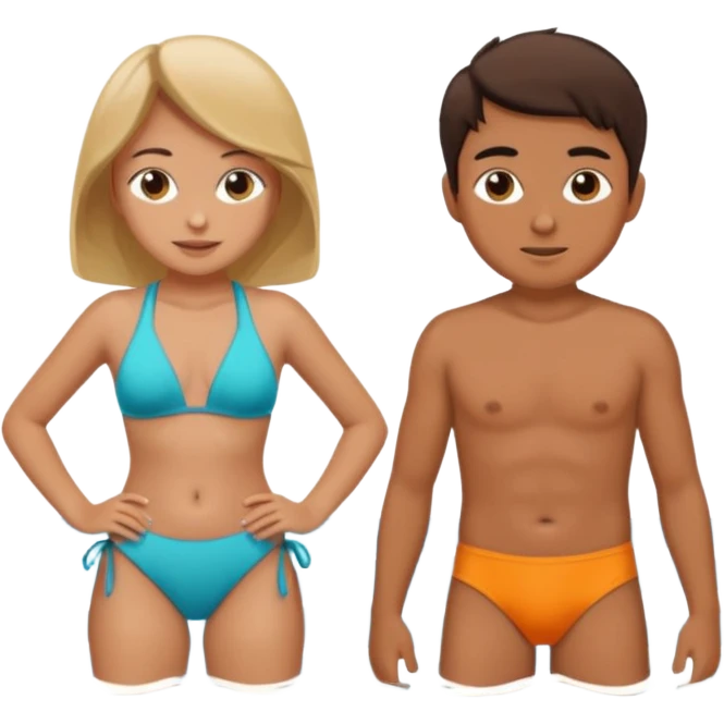 una niña y un niño jugando en la playa emoji