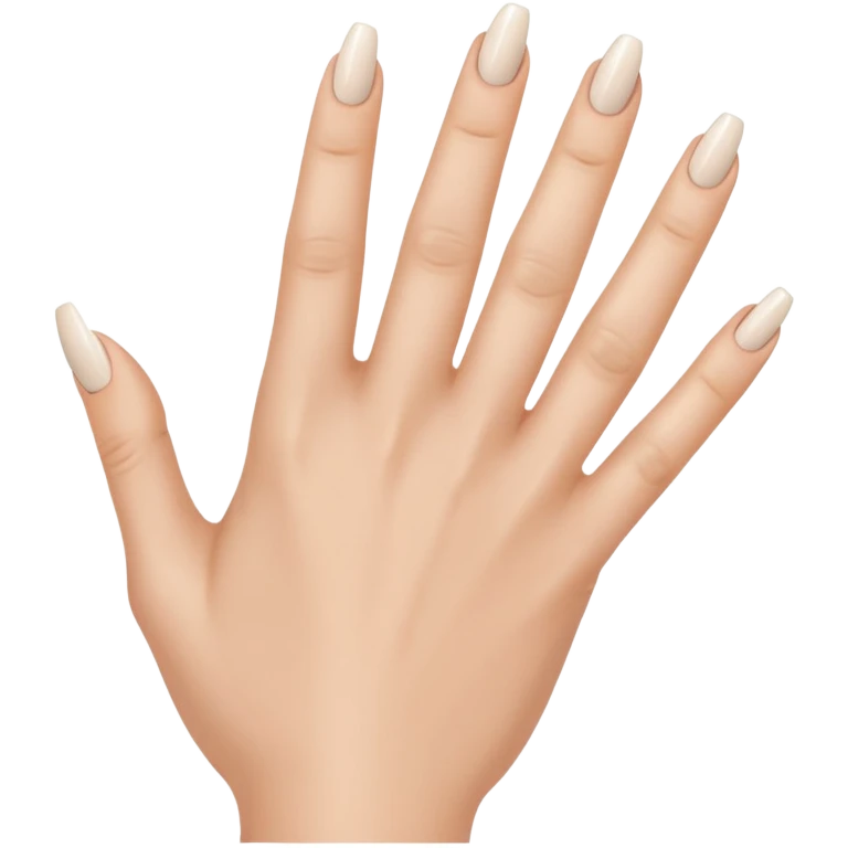back of hand, index finger raised, woman’s hand, caucasian, long nails, French manicure emoji