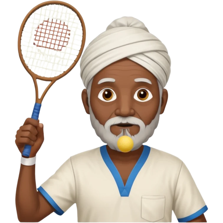ancient guru india old black man with 1 badminton racket emoji