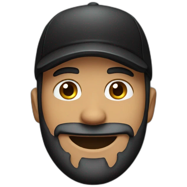 Men with black cap smile with a beard emoji