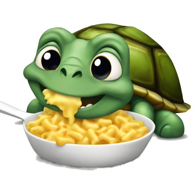 Evil turtle eating Mac and cheese emoji