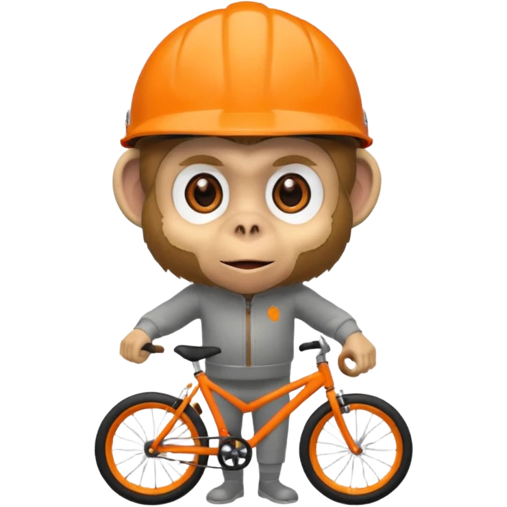 monkey with orange bicycle helmet, sweatshirt emoji