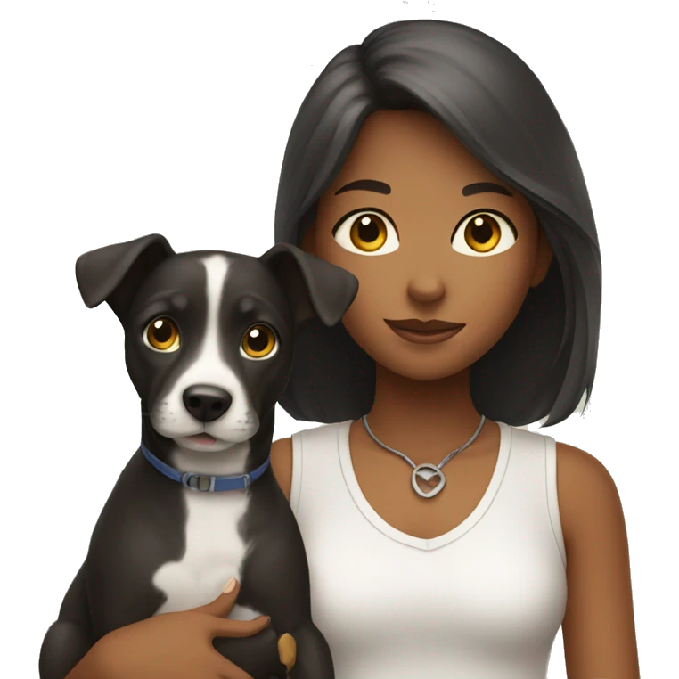 girl with pets looking at viewer emoji