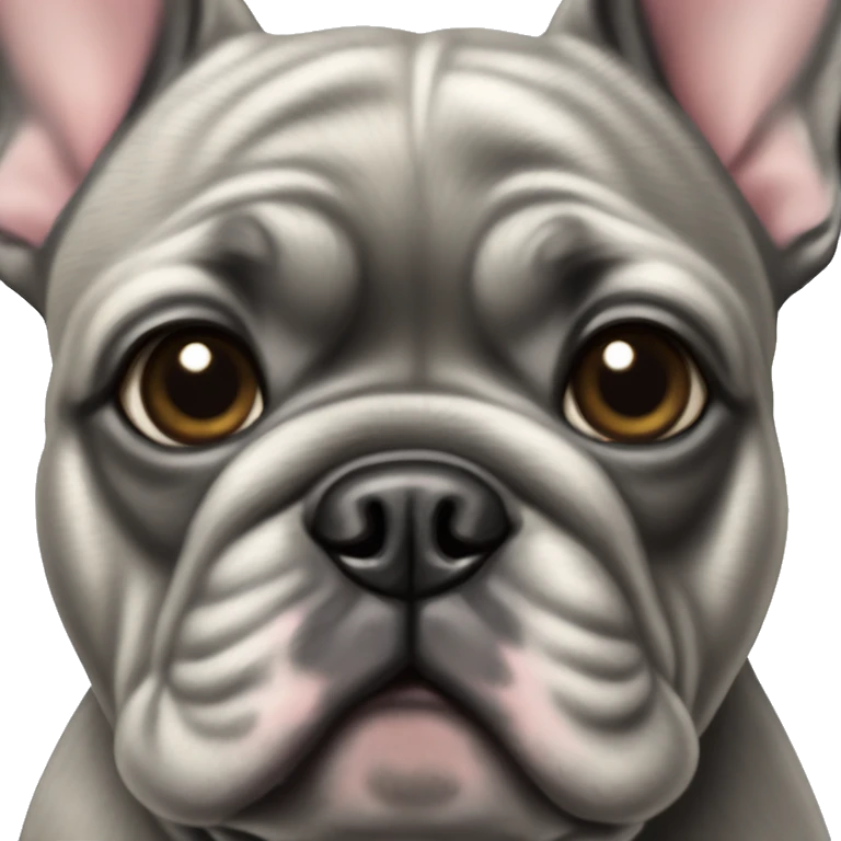 realistic close-up of graying brindle French bulldog  emoji