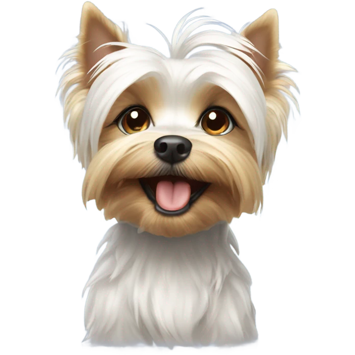 White Yorkie winking and saying hi  emoji