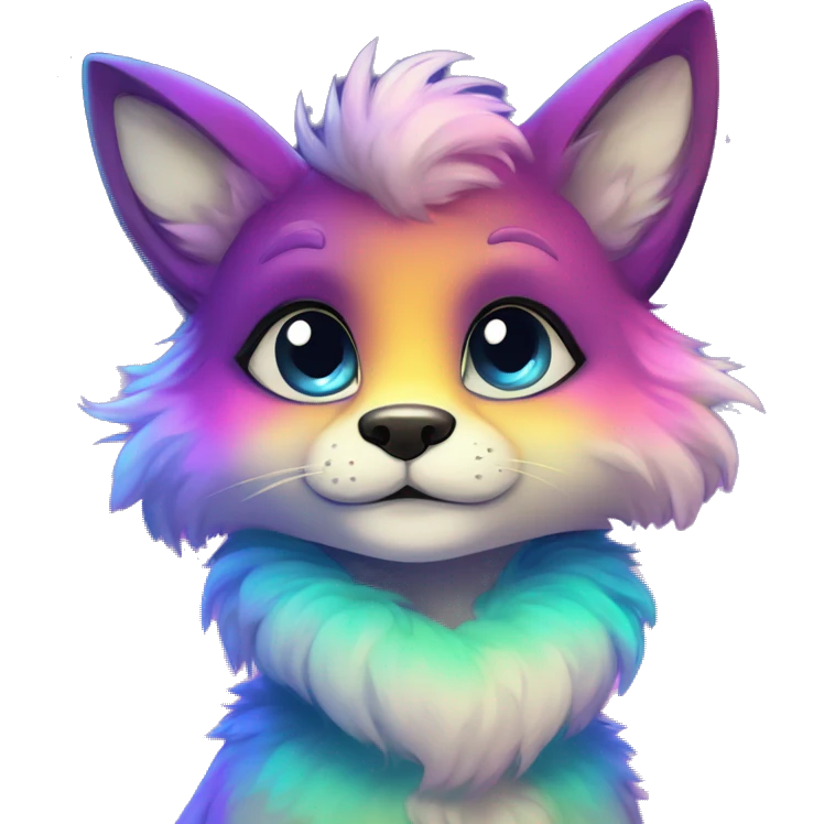Colorful gradient-Sparkle-nebula-fursona anthropomorphic furry full body emoji
