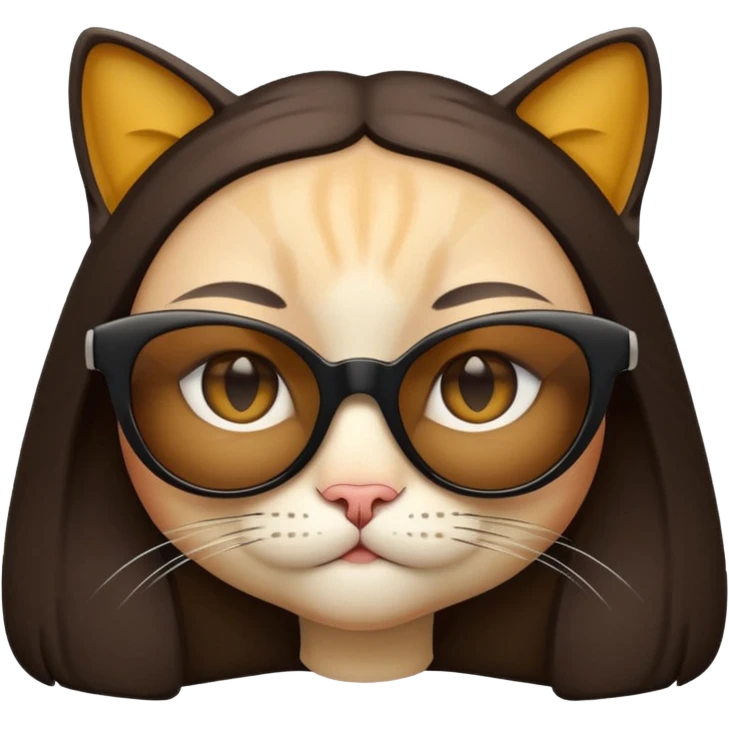Mona Lisa with simplified features and stylish cat-eye sunglasses, apple emoji style emoji